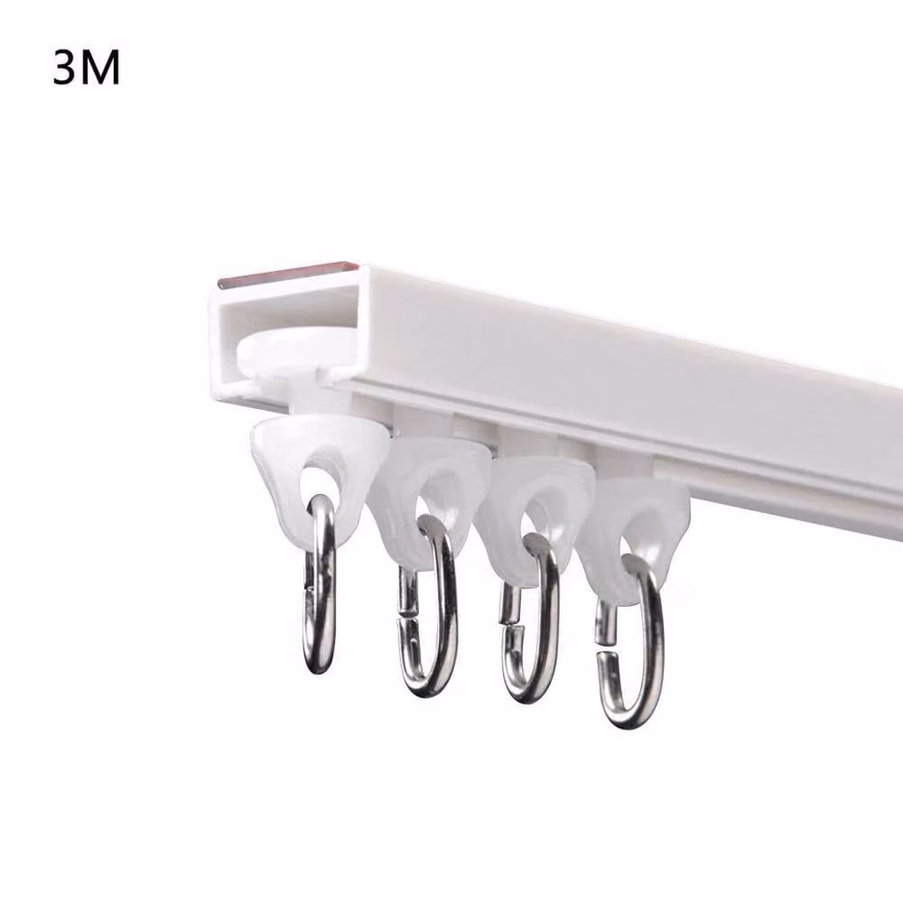 FLAVORA 3M Curved Bay Window Curtain Slide Track Set in White – 1