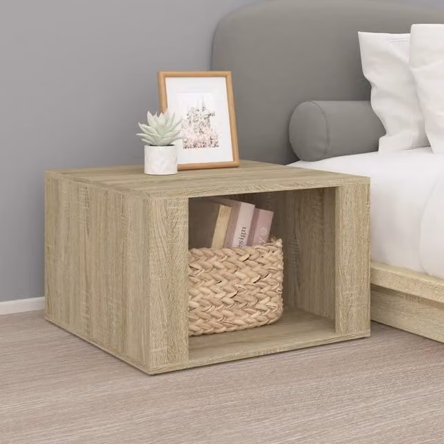 Berkfield Home Sonoma Oak Bedside Table in Brown, W/D/H: 57 x 55 x 36 cm