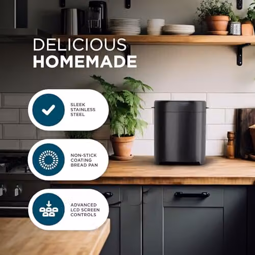 DMD Collective 17-in-1 Black Bread Maker with Gluten Free Mode and Digital Display – 7