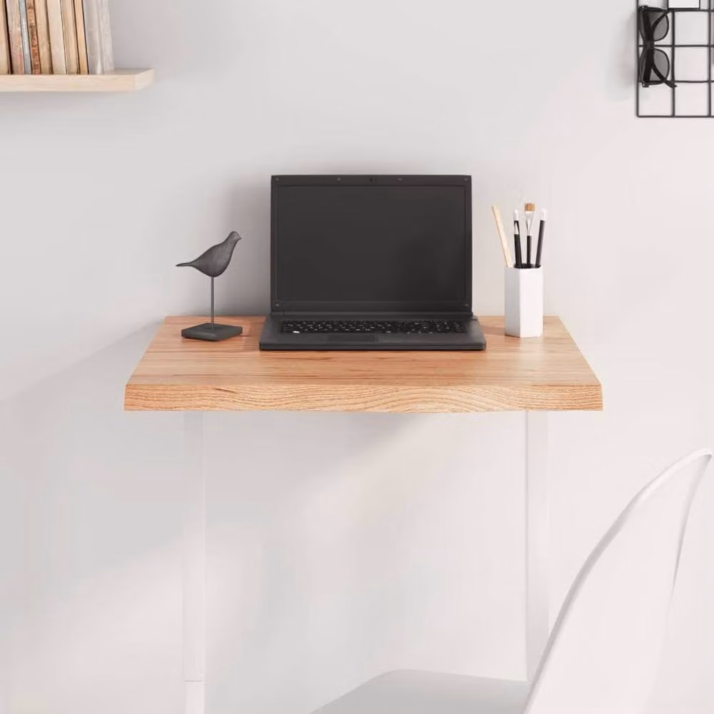 Berkfield Home Table Top Light Brown Treated Solid Wood Oak W/D/H: 60 x 50 x (2-4) cm
