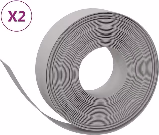 Berkfield Home Garden Edgings, 2 Pack, Grey Polyethylene, 10 m Length, 15 cm Height