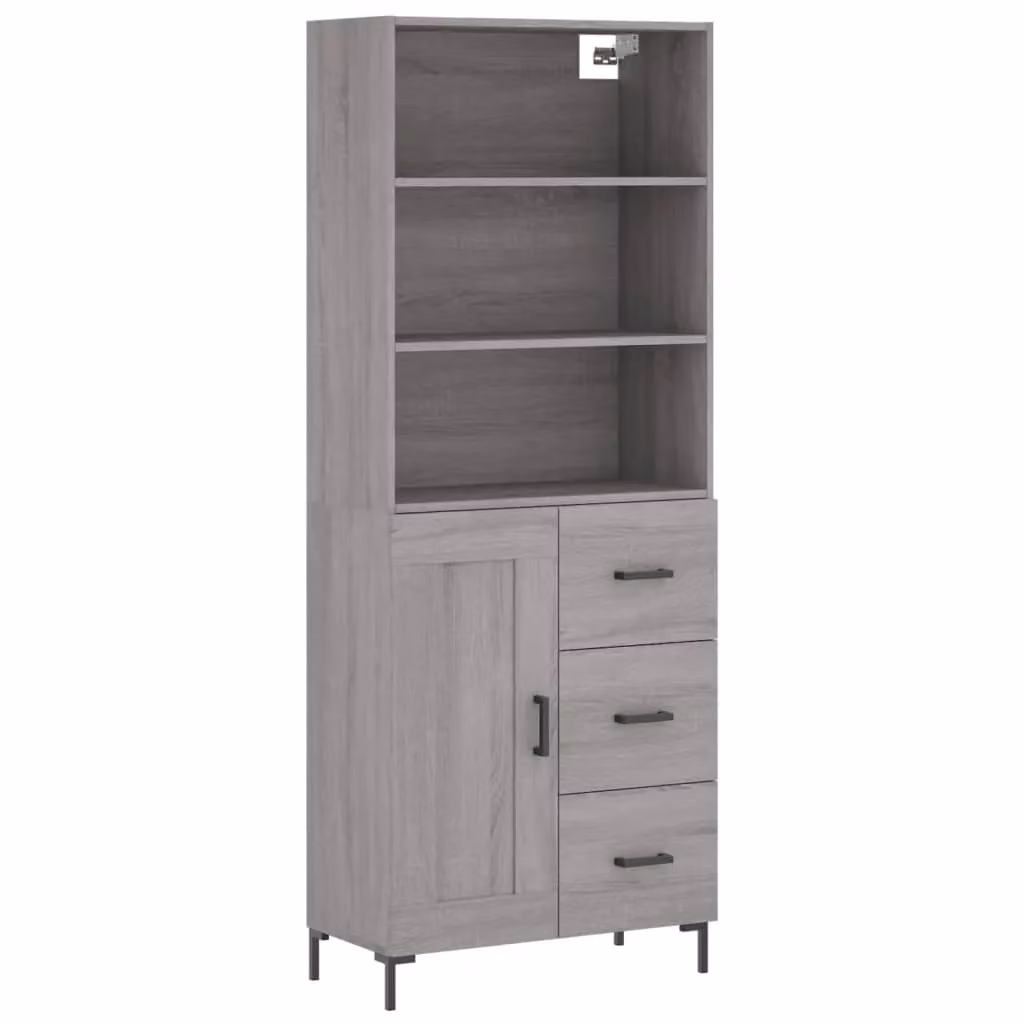 Berkfield Home Grey Sonoma Highboard in Engineered Wood, W: 69.5 cm, D: 34 cm, H: 180 cm – 2