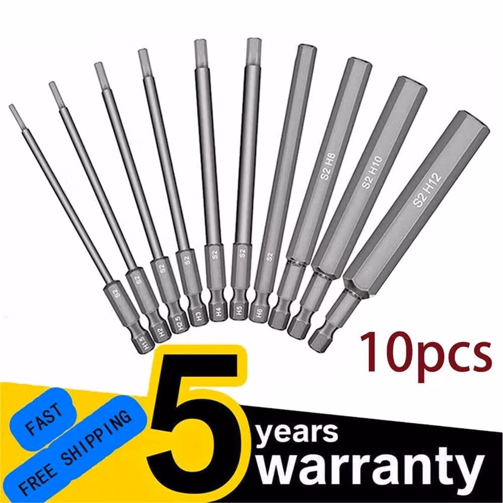 SPETLEK 10-Piece Hex Key Allen Bit Set with Quick Change Connection in Silver – 2