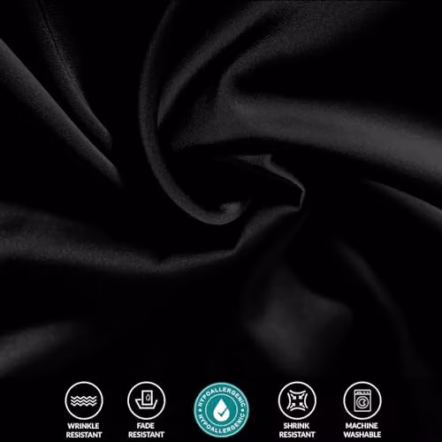 Pamposh Black Satin Silk Pillowcases, Pack of 4, W/D/H: 50 x 75 x 0 cm – 2