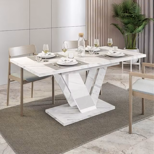 PHD Furniture Dubai Extendable Rectangular Dining Table in White
