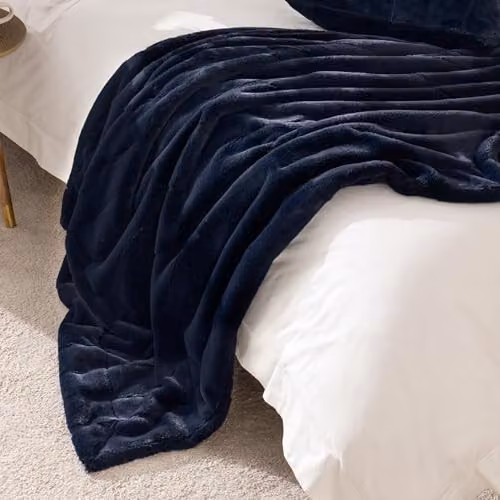Paoletti Empress Faux Fur Throw in Navy, W: 140 cm x L: 200 cm – 3