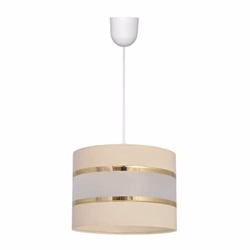 Netlighting Helam Helen Cylindrical Pendant Ceiling Light in Beige, Gold and White, Diameter: 20 cm