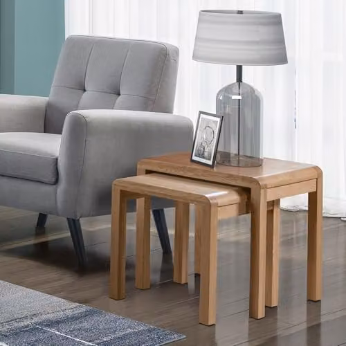 Julian Bowen Curve Nest of 2 Oak Side Tables – 3