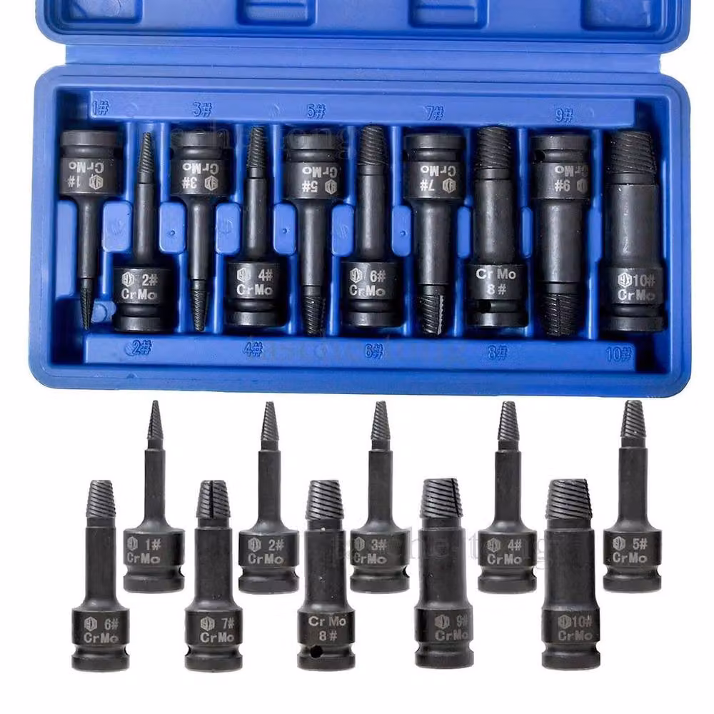 SPETLEK 10-Piece 1/2 inch Impact Screw Stud Spiral Extractor Set in Black Steel – 3