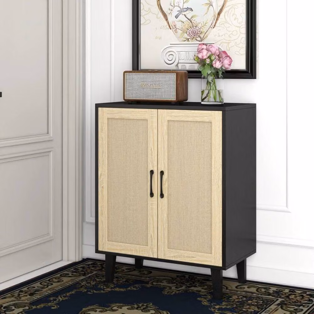 SPETLEK Buffet Storage Cabinet with 2 Doors in Black and Natural – 3
