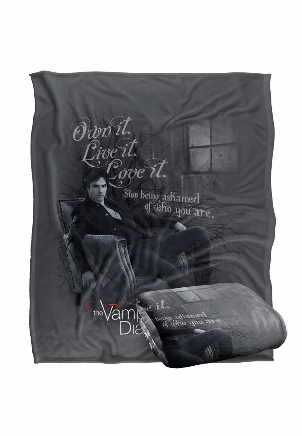 Warner Brothers Vampire Diaries Be Yourself Silky Touch Super Soft Throw Blanket, White, W x D: 152.4 x 127.0 cm – 2