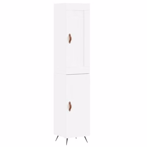 vidaXL White Highboard in Engineered Wood with Hinged Doors, W/D/H: 34.5 x 31.6 x 180 cm