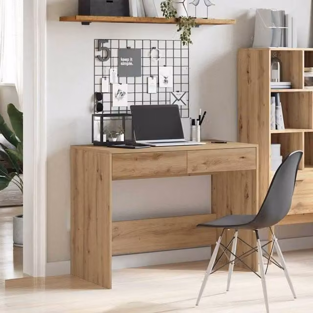 Berkfield Home Artisan Oak Writing Desk in Brown, W/D/H: 101 x 50 x 76.5 cm – 1