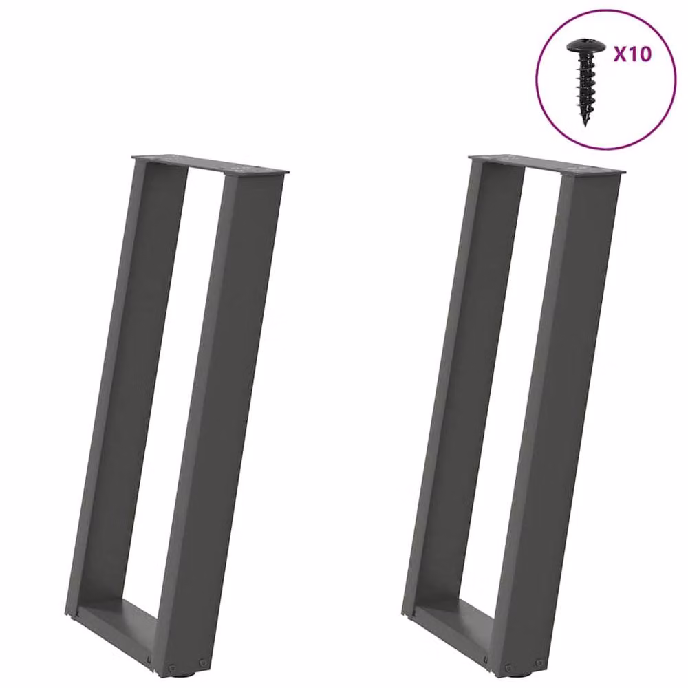 Berkfield Home Modern U-Shaped Console Table Legs, 2 Pieces, Anthracite, W: 28 cm, H: 72-73 cm – 1