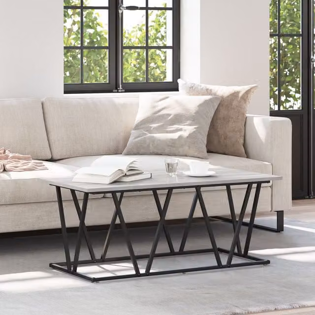 Berkfield Home Sonoma Coffee Table in Grey and Black, W/D/H: 100 x 50 x 40 cm