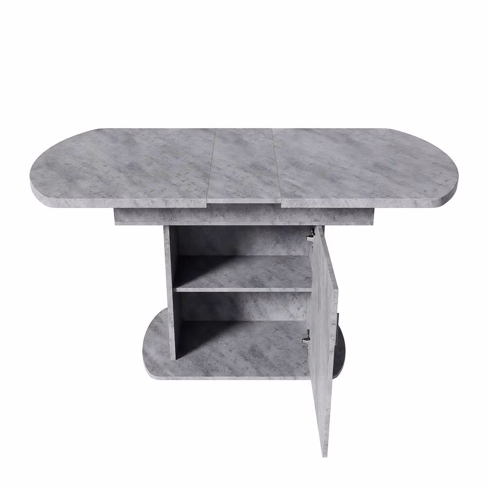 ModernLuxe Extendable Oval Dining Table with Storage in Grey – 2