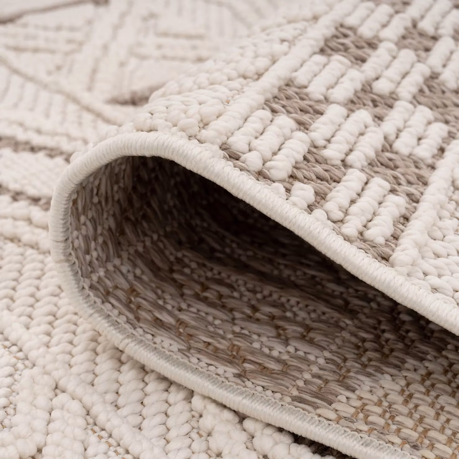 Kukoon Scandinavian Textured Looped Pile Area Rug in Beige and White, W/D/H: 120 x 170 cm – 3