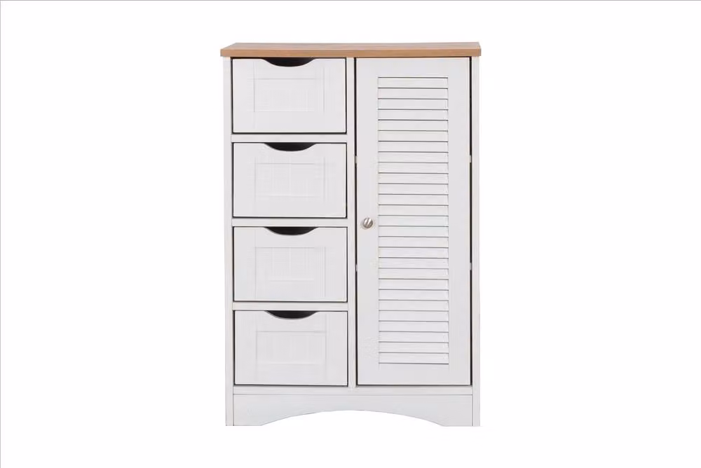 Timber Art Design Modern Freestanding Bathroom Storage Cabinet in White – 2