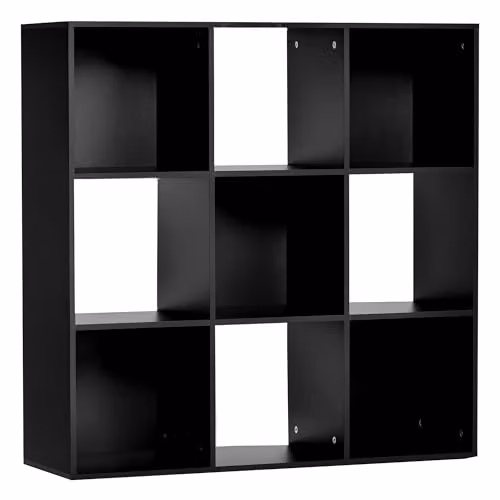 HOMCOM 3-Tier 9-Cube Storage Cabinet and Bookshelf in Black – 1