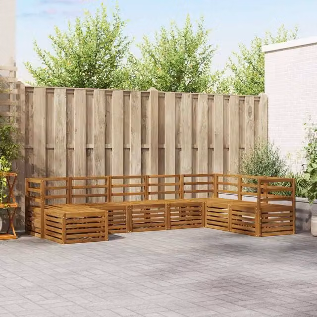 Berkfield Home 8-Piece Outdoor Sofa Set in Brown Solid Acacia Wood – 1