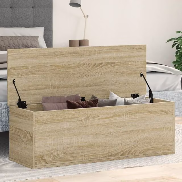 Berkfield Home Sonoma Oak Storage Box in Brown, W/D/H: 102 x 35 x 35 cm – 1