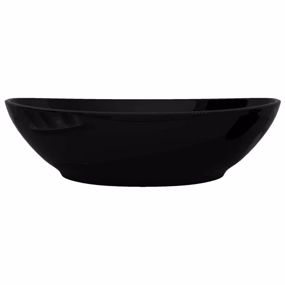Berkfield Home Luxury Oval Ceramic Basin in Black, W: 40 cm, D: 33 cm, H: 13.5 cm – 4