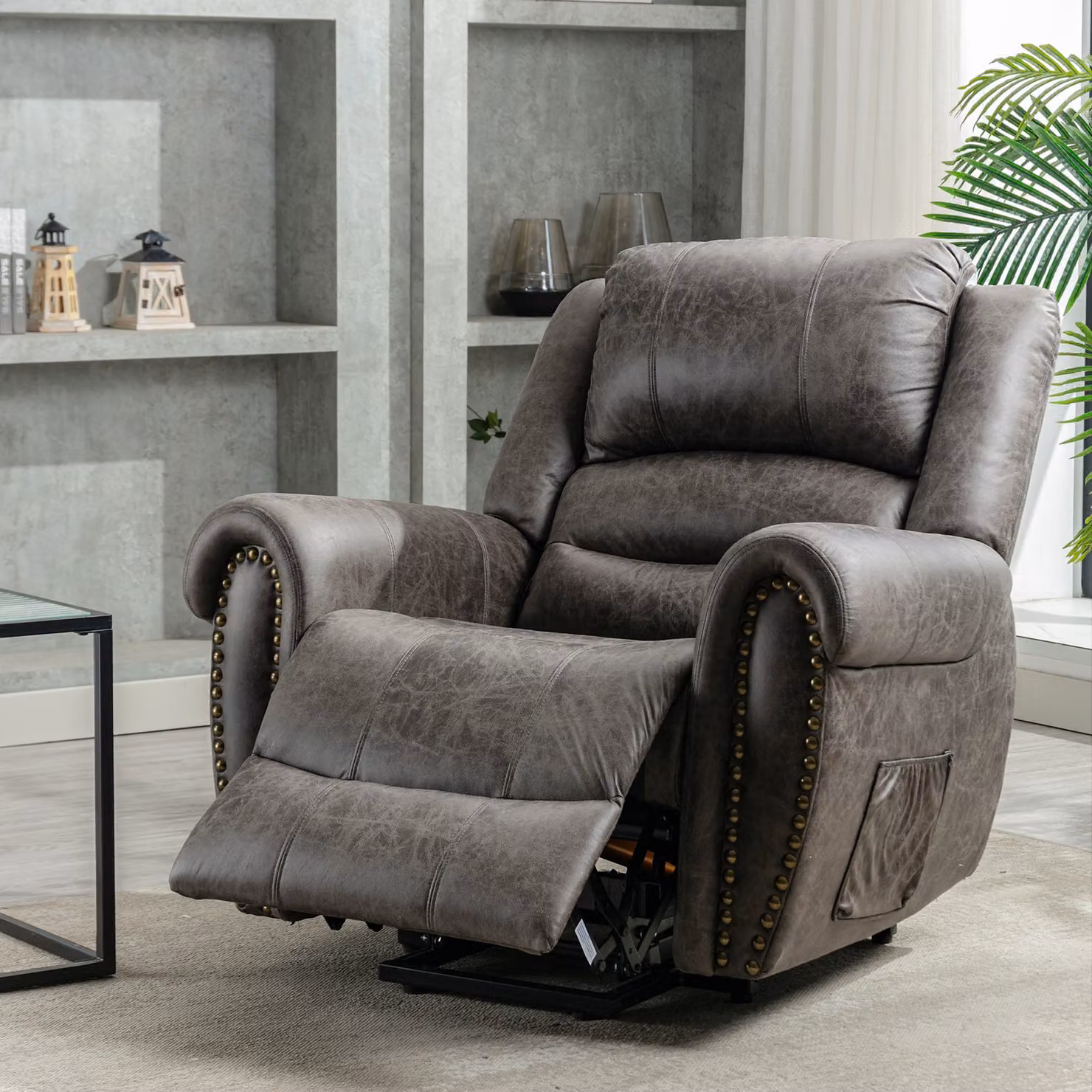 Aosom UK Large Power Lift Recliner Massage Chair with Heating, Grey, W/D/H: 104 x 106 x 102 cm – 8