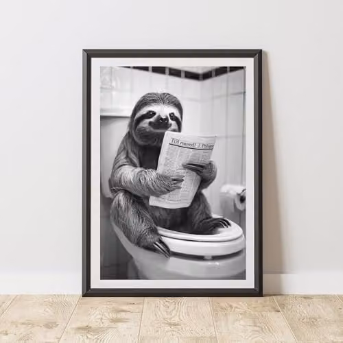 60 Second Makeover Sloth On The Toilet Animal Print Paper Poster, A4