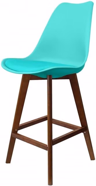 Fusion Living Soho Bar Stool in Turquoise with Dark Wood Legs