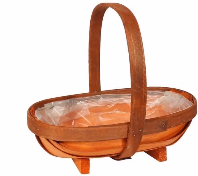 KDMD Stained Softwood Trug Basket Planter in Brown, W: 25.5 cm, H: 8.5 cm