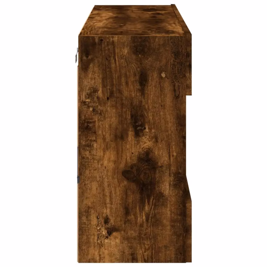Berkfield Home Modern Wall Mounted TV Cabinet with Integrated LED Lights in Smoked Oak Brown, W/D/H: 98.5 x 30 x 60.5 cm – 6