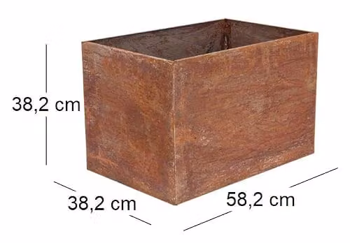 Esschert Design Modern Square Raised Bed Plant Pot in Rust Steel, W: 60 cm, D: 40 cm, H: 38.2 cm – 3