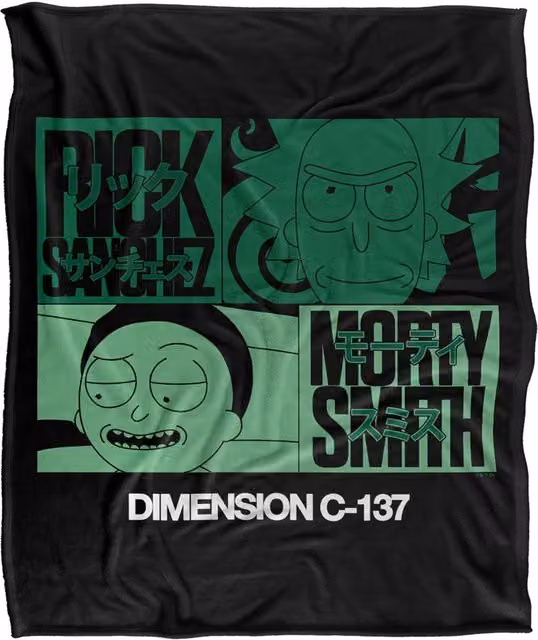 LOGOVISION Rick and Morty C137 Manga Super Soft Fleece Throw Blanket, Multicolour, W: 152.0 cm x D: 127.0 cm – 6