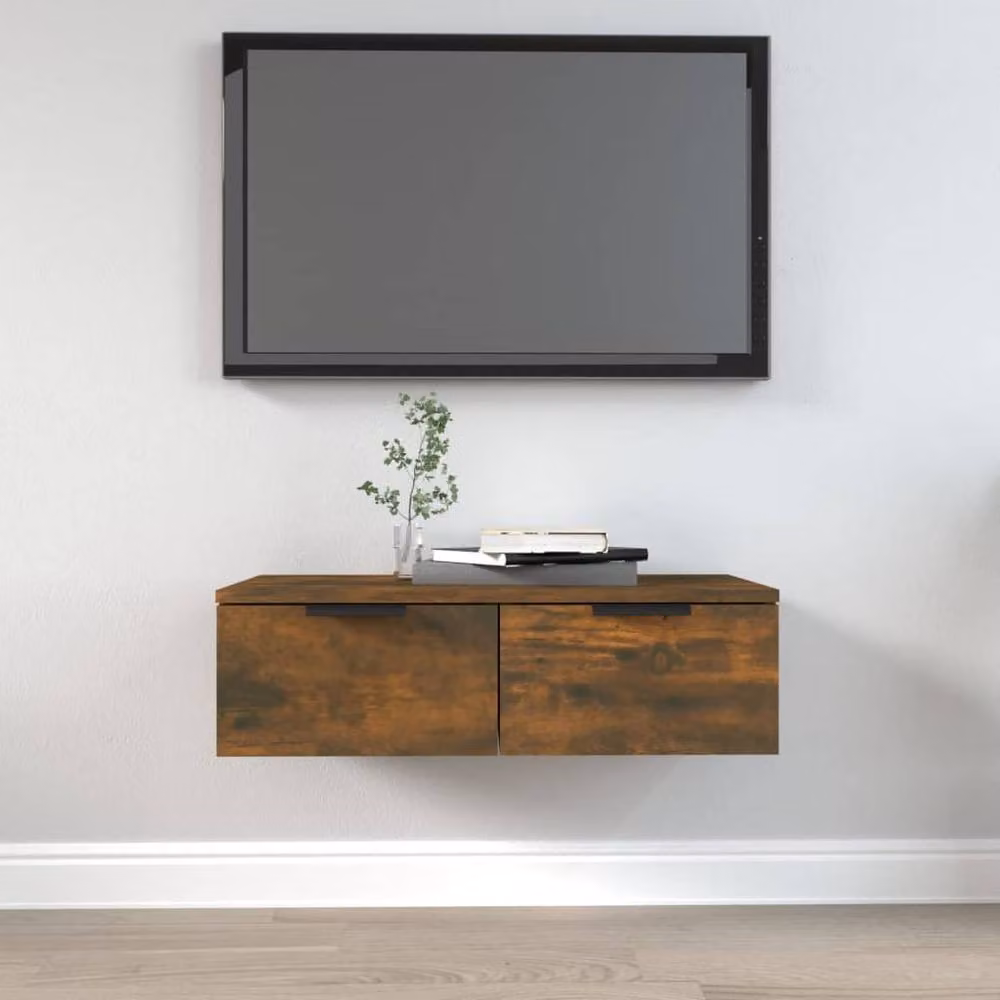 Berkfield Home Smoked Oak Wall Cabinet, Brown, W: 68 cm, D: 30 cm, H: 20 cm – 2
