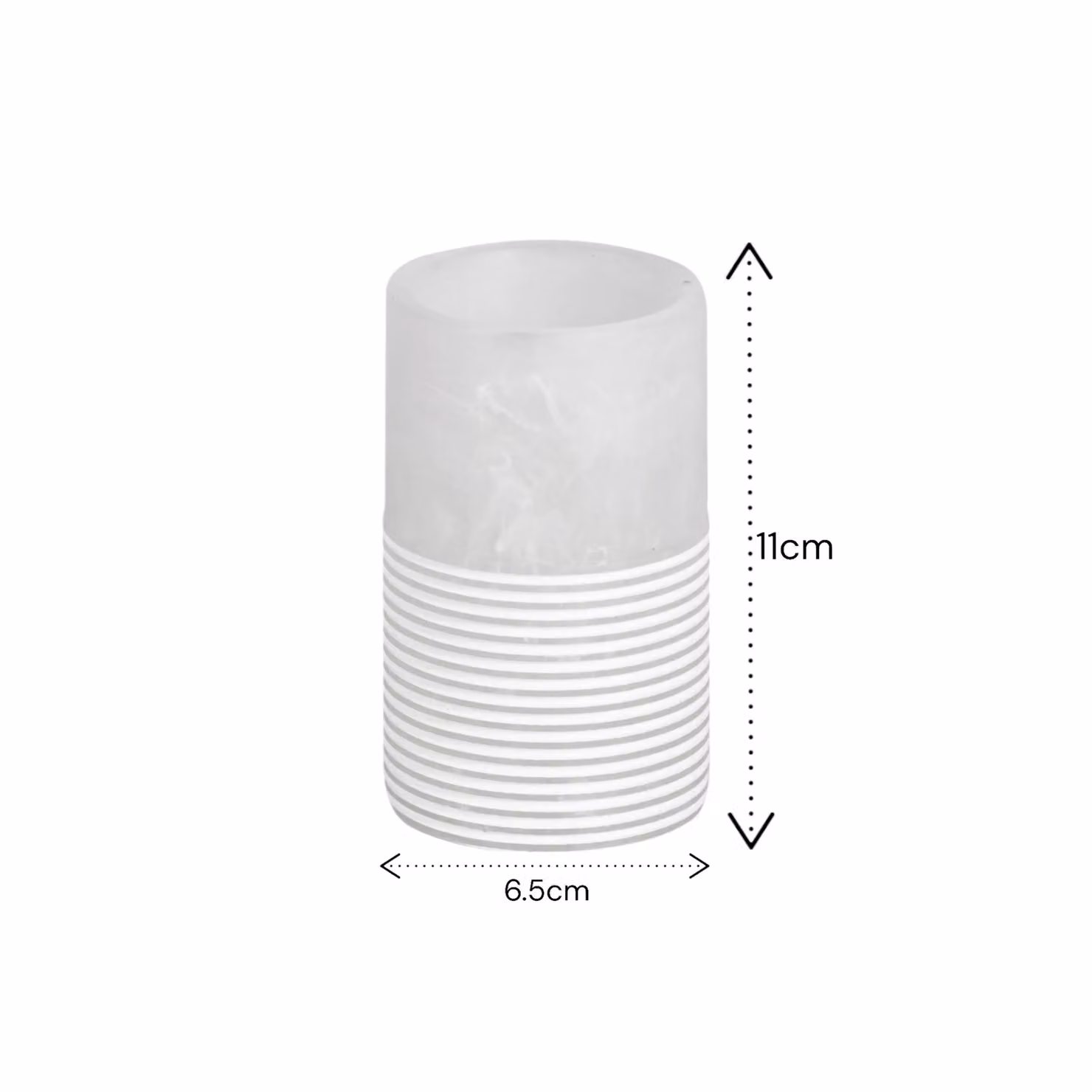 Showerdrape Bianco Frost Onyx White Striped Resin Freestanding Tumbler Set – 2
