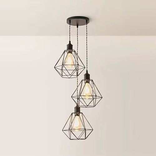 ValueLights Diablo Geometric 3 Drop Cluster Matte Black Ceiling Pendant Light – 1