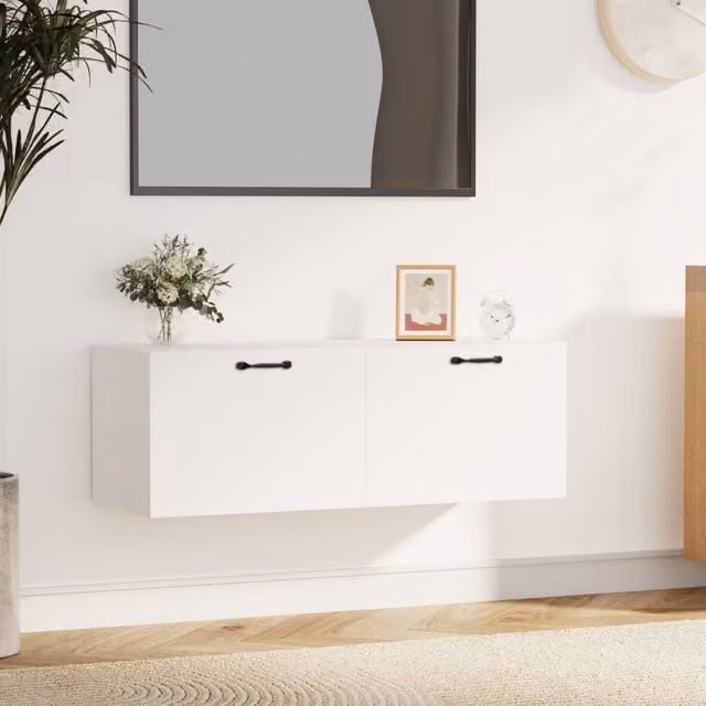 Berkfield Home White Wall Mounted Cabinet W/D/H: 100 x 36.5 x 35 cm