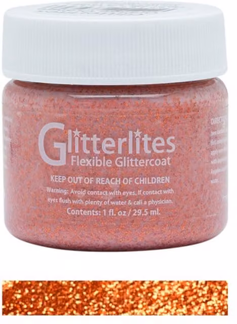 Angelus Glitterlites Acrylic Leather Paint in Orange, 1oz (28.35g)