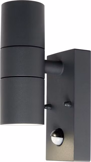 Litecraft Fibo Outdoor Up and Down Wall Light with PIR Motion Sensor in Anthracite