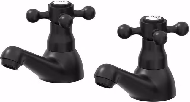 NESTLUNE Round Single Bath Pillar Tap Set in Matt Black