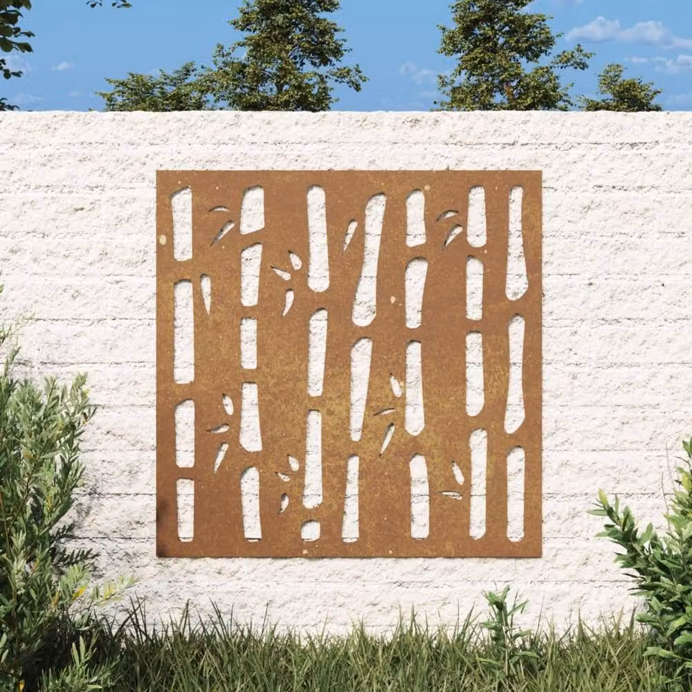 Berkfield Home Garden Wall Decoration, Brown Steel Floral Design, W/H: 55 x 55 cm – 1