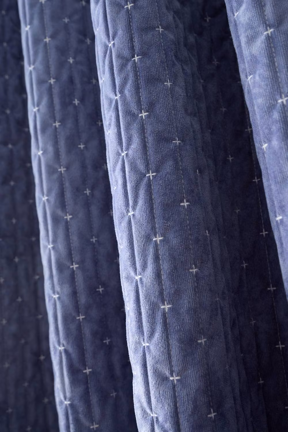 Bianca Attica Velvet Blackout Eyelet Curtains in Blue, Width: 168 cm, Drop: 183 cm – 4