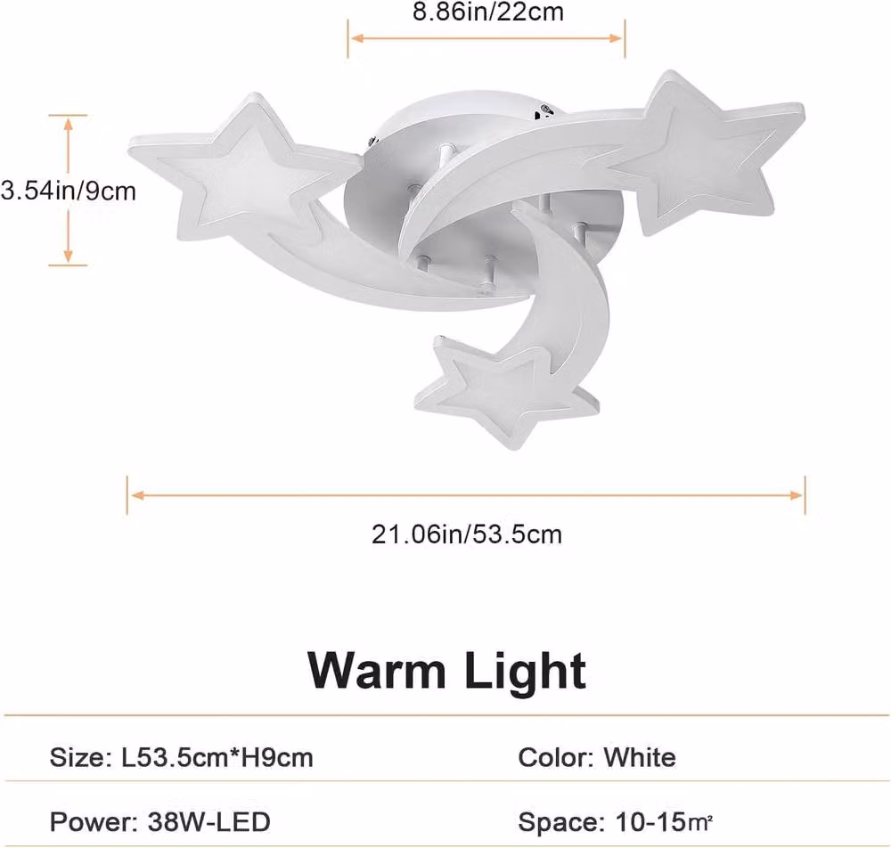 Goeco Dimmable LED Star Shaped Ceiling Light, 28W, White – 2