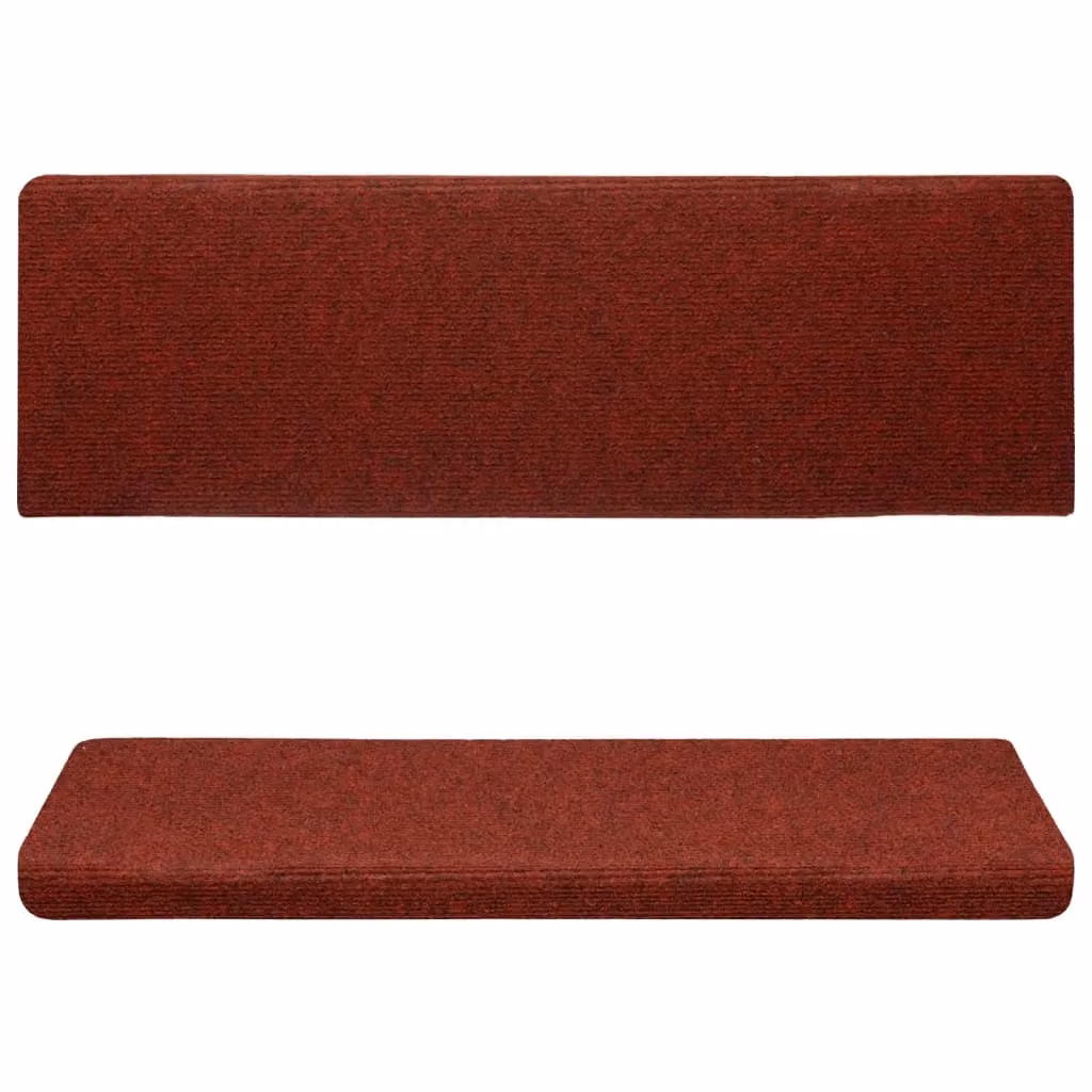 Berkfield Home Red Needle Punch Stair Mats, 15 Piece Set, W/D/H: 65 x 21 x 4 cm – 3