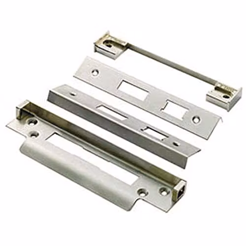 Satin Steel Loops Rebate Kit for BS Cylinder Sash Locks for Double Doors, 13mm
