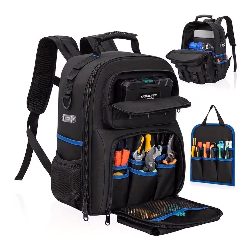 Ventryn Black Large Capacity Tool Storage Backpack W/D/H: 40.0 x 30.0 x 16.0 cm – 3
