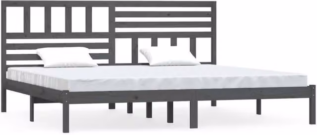 Berkfield Home Grey Solid Wood Pine Bed Frame W/D/H: 200 x 200 cm