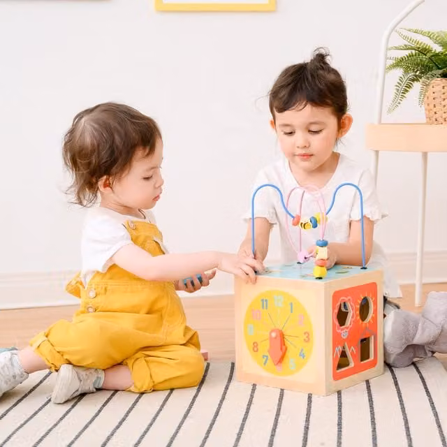 Teamson 4-in-1 Large Multicoloured Wooden Activity Cube