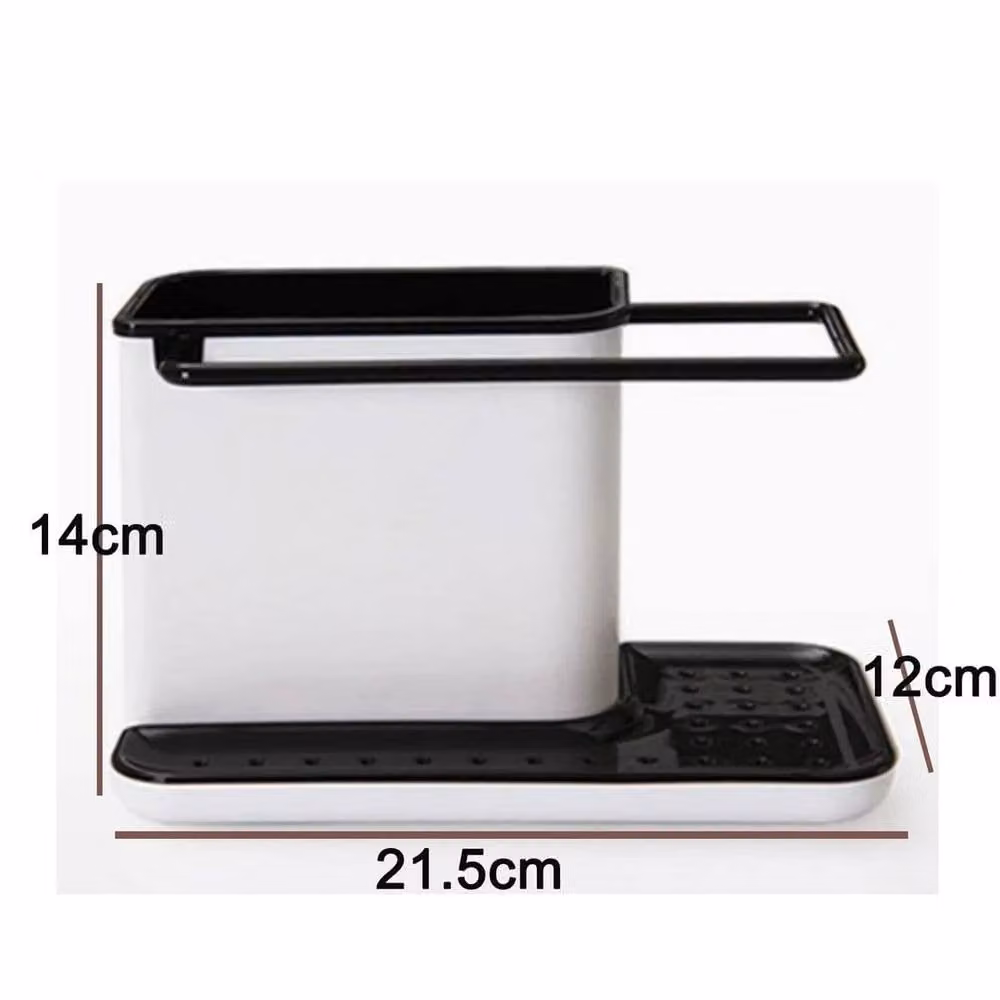 NESTLUNE Black and White Plastic Kitchen Sink Tidy Caddy Organiser – 1