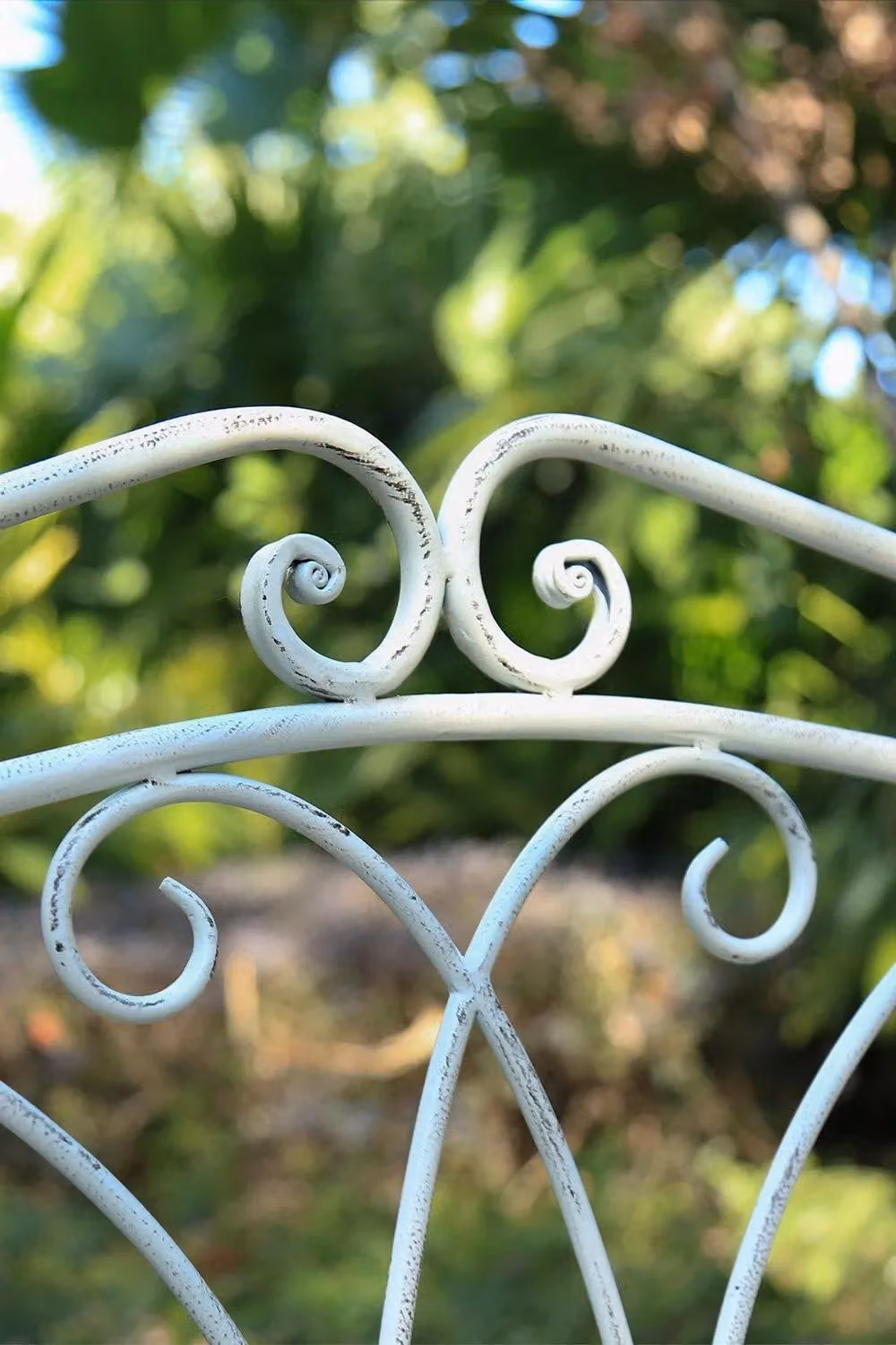 Glamhaus Metal Foldable Garden Bench in Antique White – 3